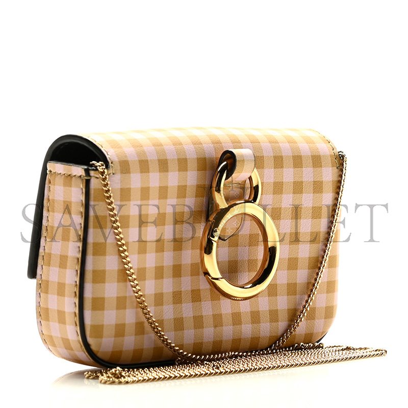 ENDI VITELLO CENTURY GINGHAM NANO BAGUETTE CHARM ROSEWOOD MUSTARD (11*7*2cm)